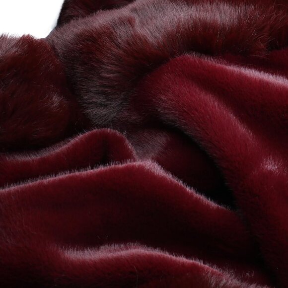 ✨Old Dlrd Women's Red Winter Faux Fur Coat Cloak Cape Shawl for Evening Party - Picture 7 of 7